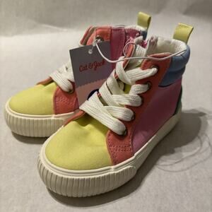 Cat & Jack Toddler Girls Nabi Sneakers Size 12 Canvas Lace Up Zipper Color Block